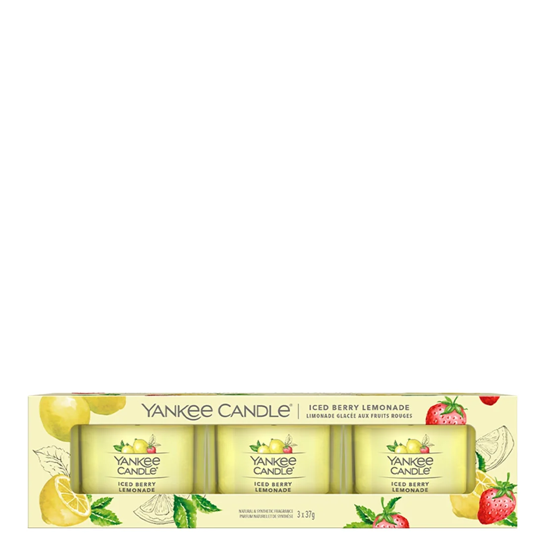 Yankee Candle Confezione 3 Candele Votive in Vetro Iced Berry Lemonade Set V1