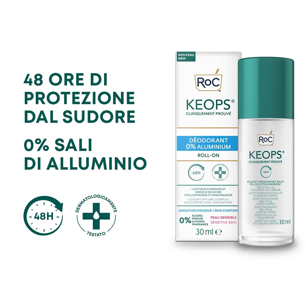 Roc Keops Deodorante Roll-On 48H 0% Aluminum 30 ml - Image 2