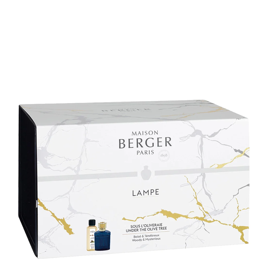 Maison Berger Paris Lampe Alpha Bleu Imperial + Ricarica Sous L'Oliveraie 250 ml Set V1