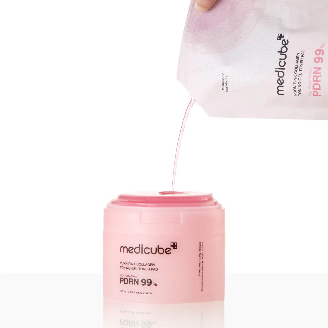 MEDICUBE Pdrn Pink Collagen Toning Gel Toner Pad  70 pads - Image 3